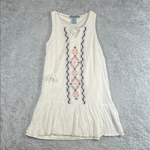 Flying Tomato Ivory Midi Dress with Coral and Navy Accents